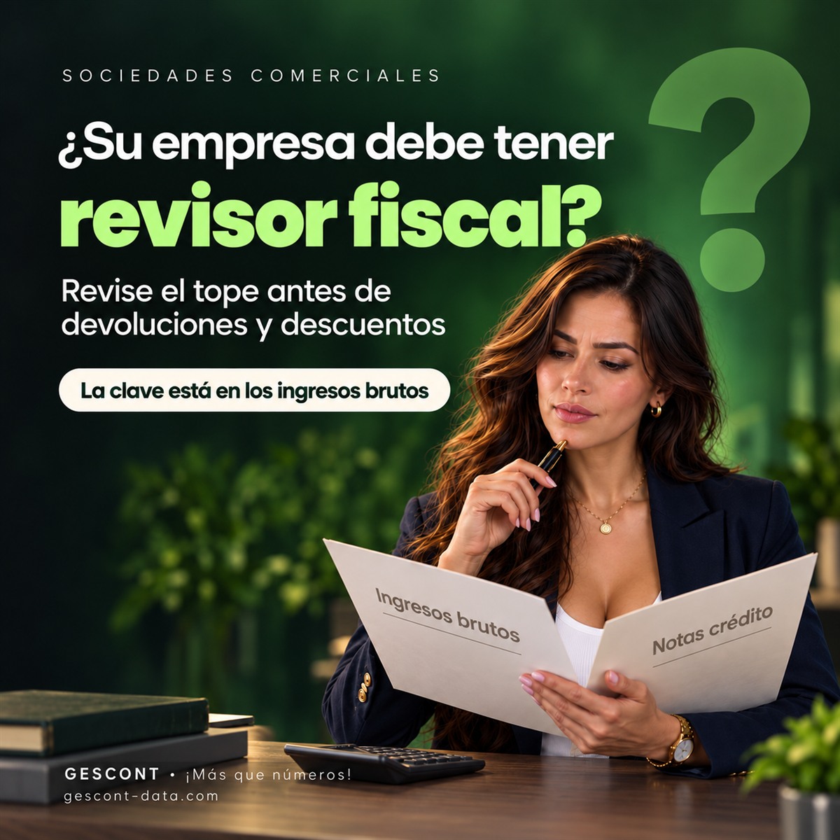 Gr&aacute;fico de ventas frente al tope legal &mdash; ingresos brutos y revisor fiscal, GESCONT 2026